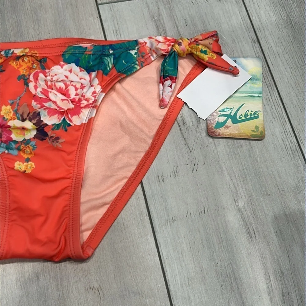Hobie orange floral swim bikini bottom size large